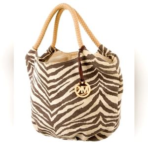 Michael‎ Kors Tiger Print Marina Canvas Tote Bag with Rope Handles